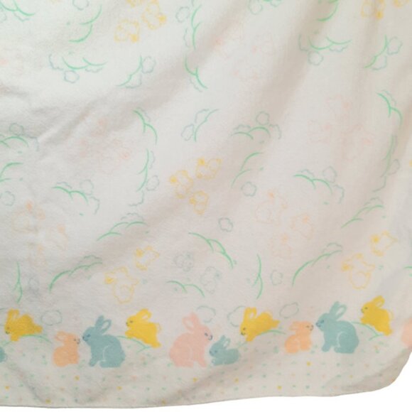 Vintage Riegel Pastel Bunny Flannel Baby Receiving Lovey Blanket 30" X 37" - Picture 1 of 7
